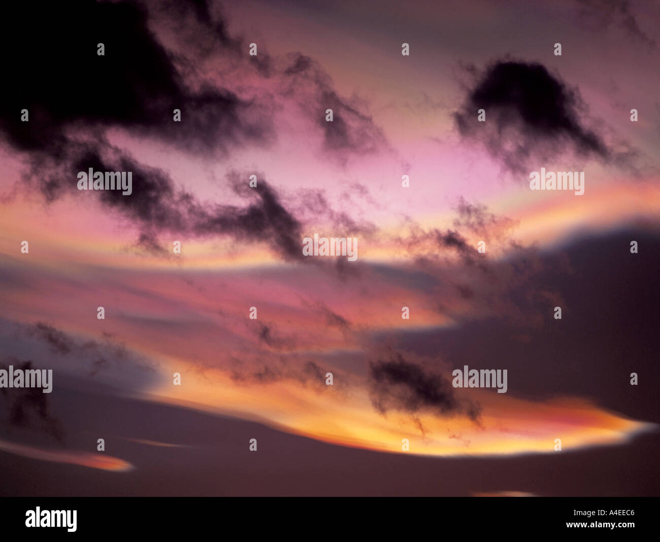 Dramatic sky; a natural phenomenon caused by sunlight reflecting off ice crystals in the upper atmosphere. Stock Photo