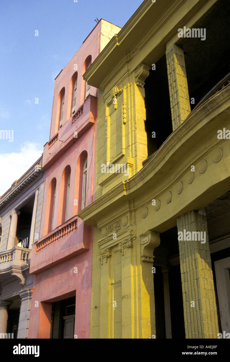 colourful housing in the old town of havana cuba march 1993 Stock Photo
