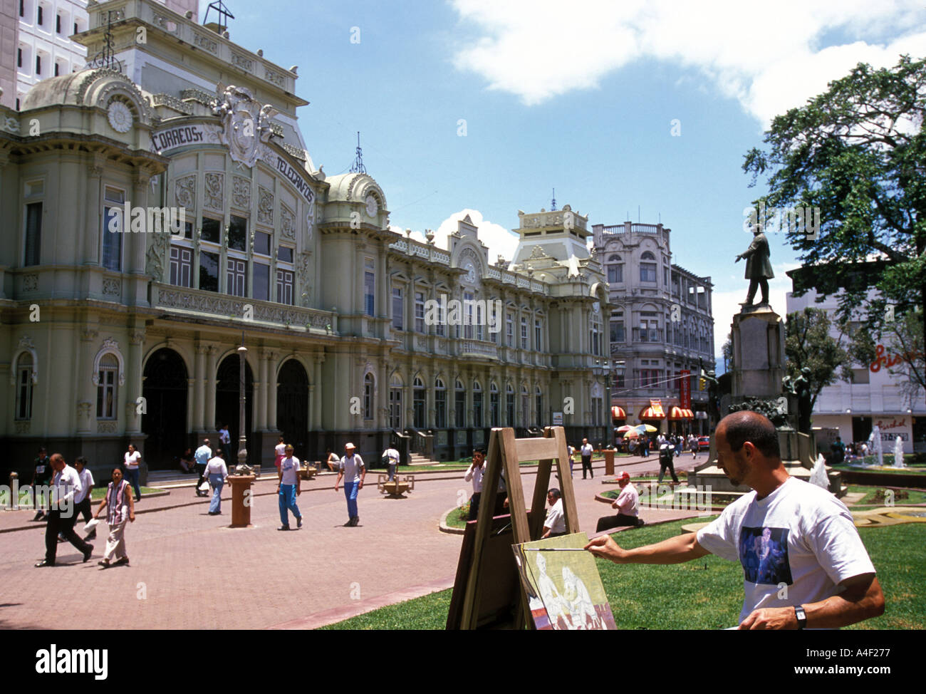 Costa Rica San Jose Central Post Office plaza artist Stock Photo - Alamy