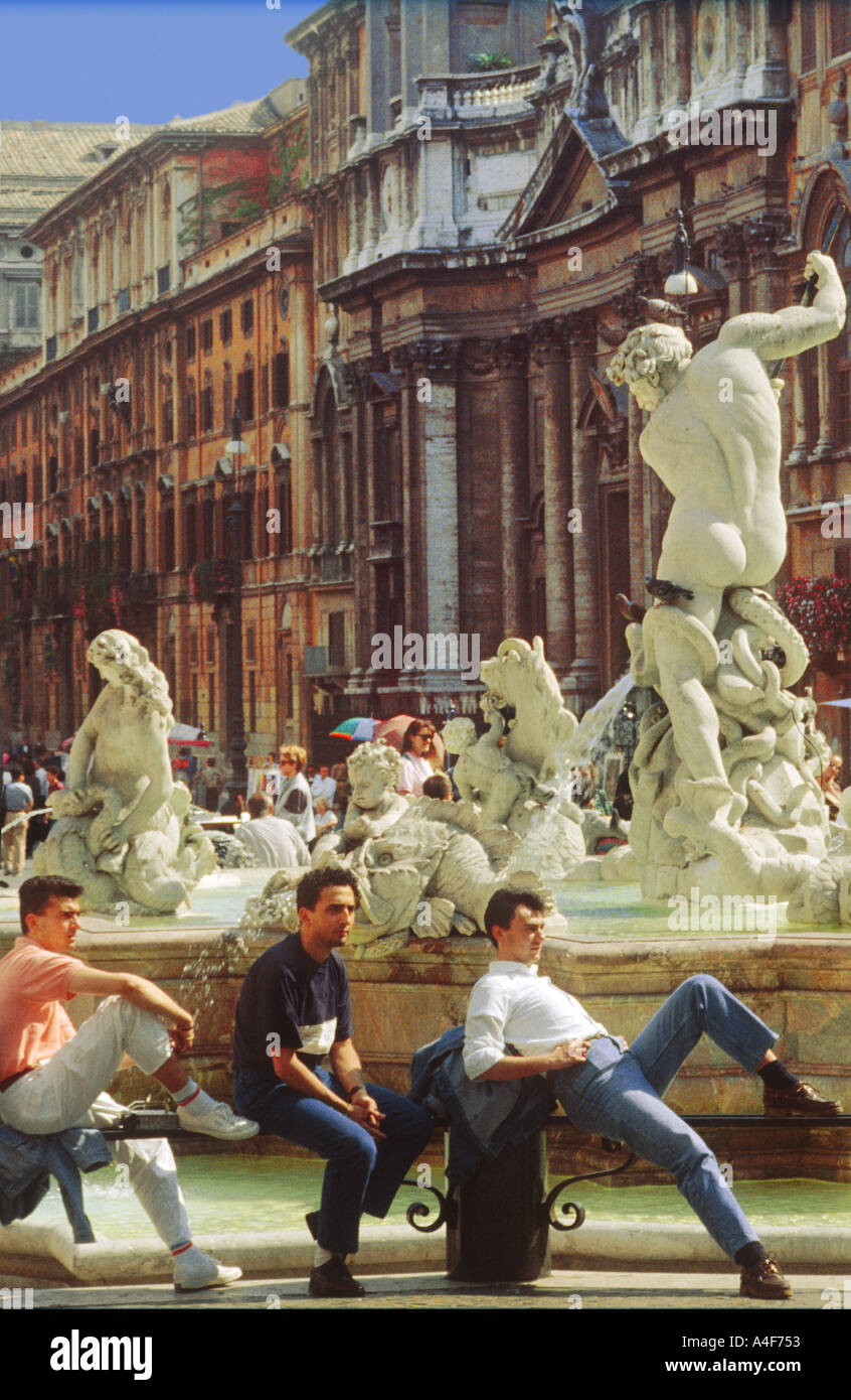 Neptune s fountain Piazza Navona Rome Italy Stock Photo