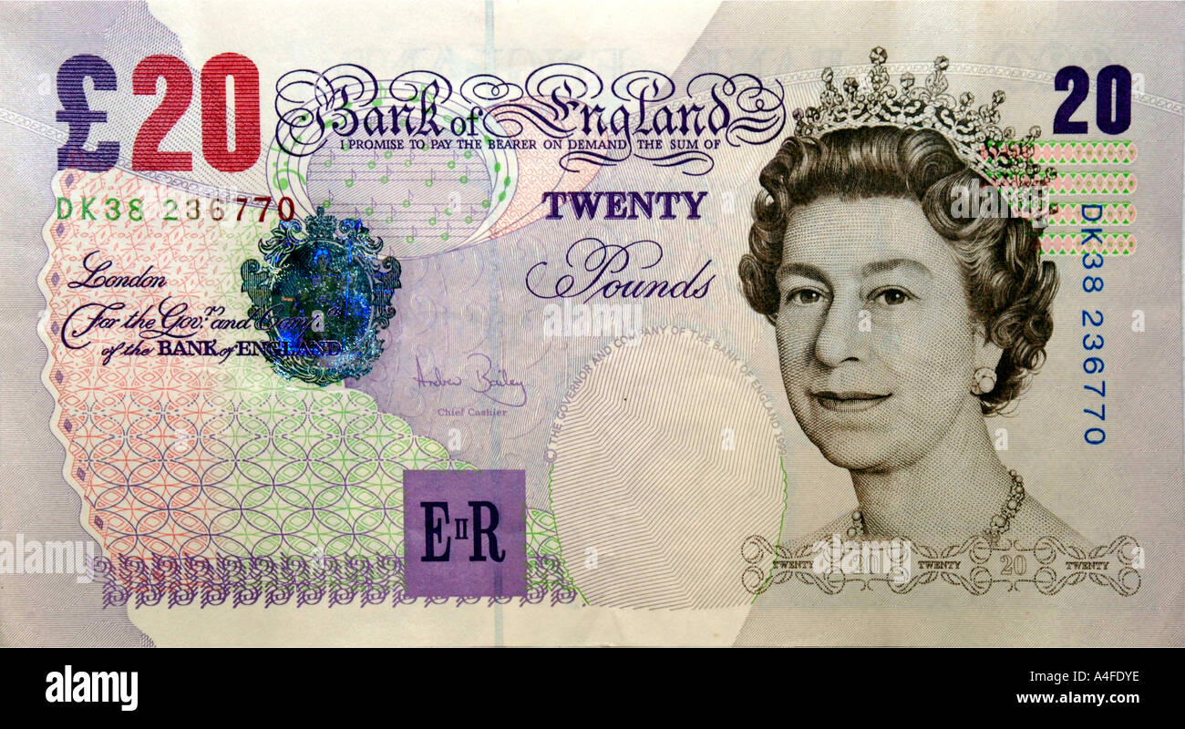 Twenty Pound English Bank Note Stock Photo 6305149 Alamy