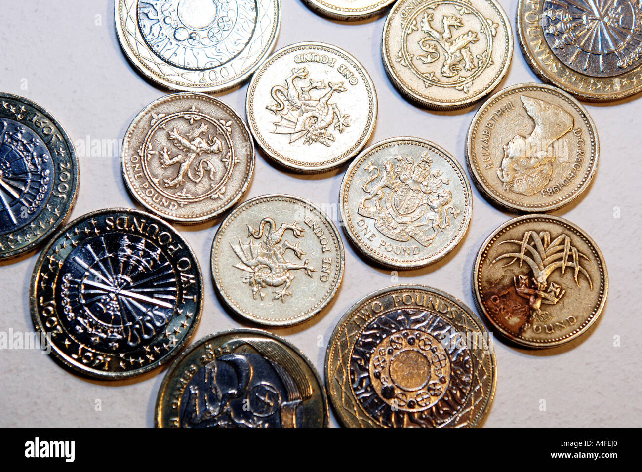 English pound coins Stock Photo