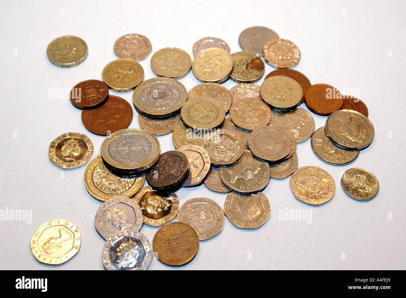 Selection of English coins Stock Photo