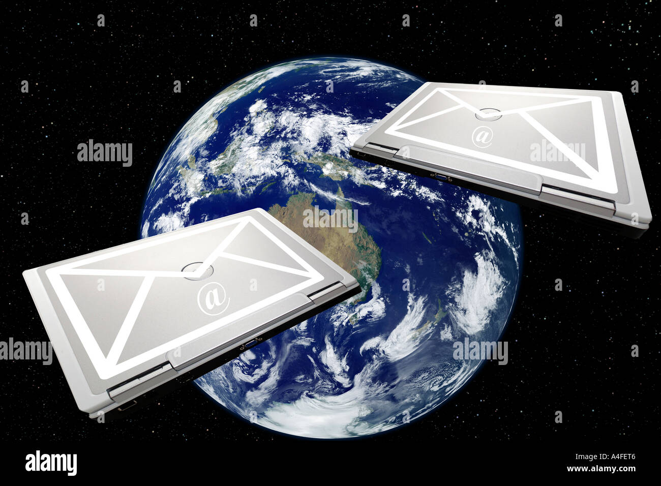 Concept image of Email and computer communication. Stock Photo