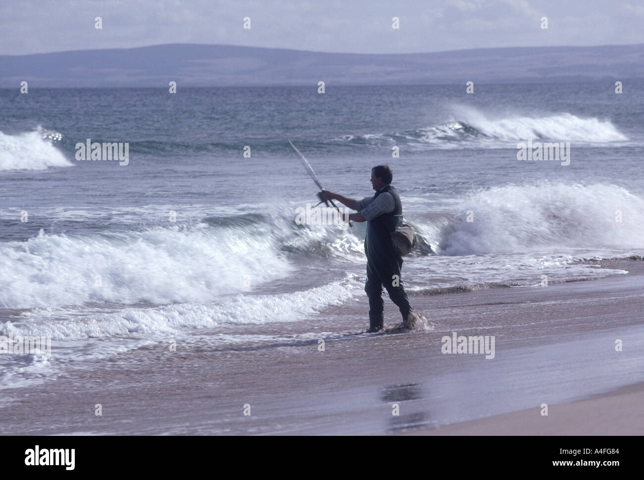 Beach Casting Sea Angler Stock Photo Alamy
