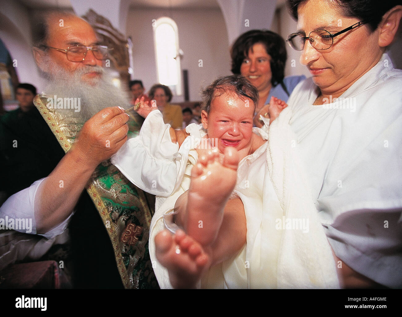 Baptism in Athens, Greece. Stock Photo
