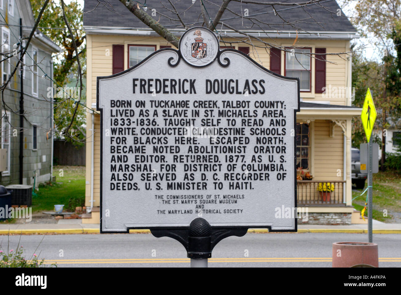 Frederick Douglass Sign in St. Michaels, Maryland Stock Photo