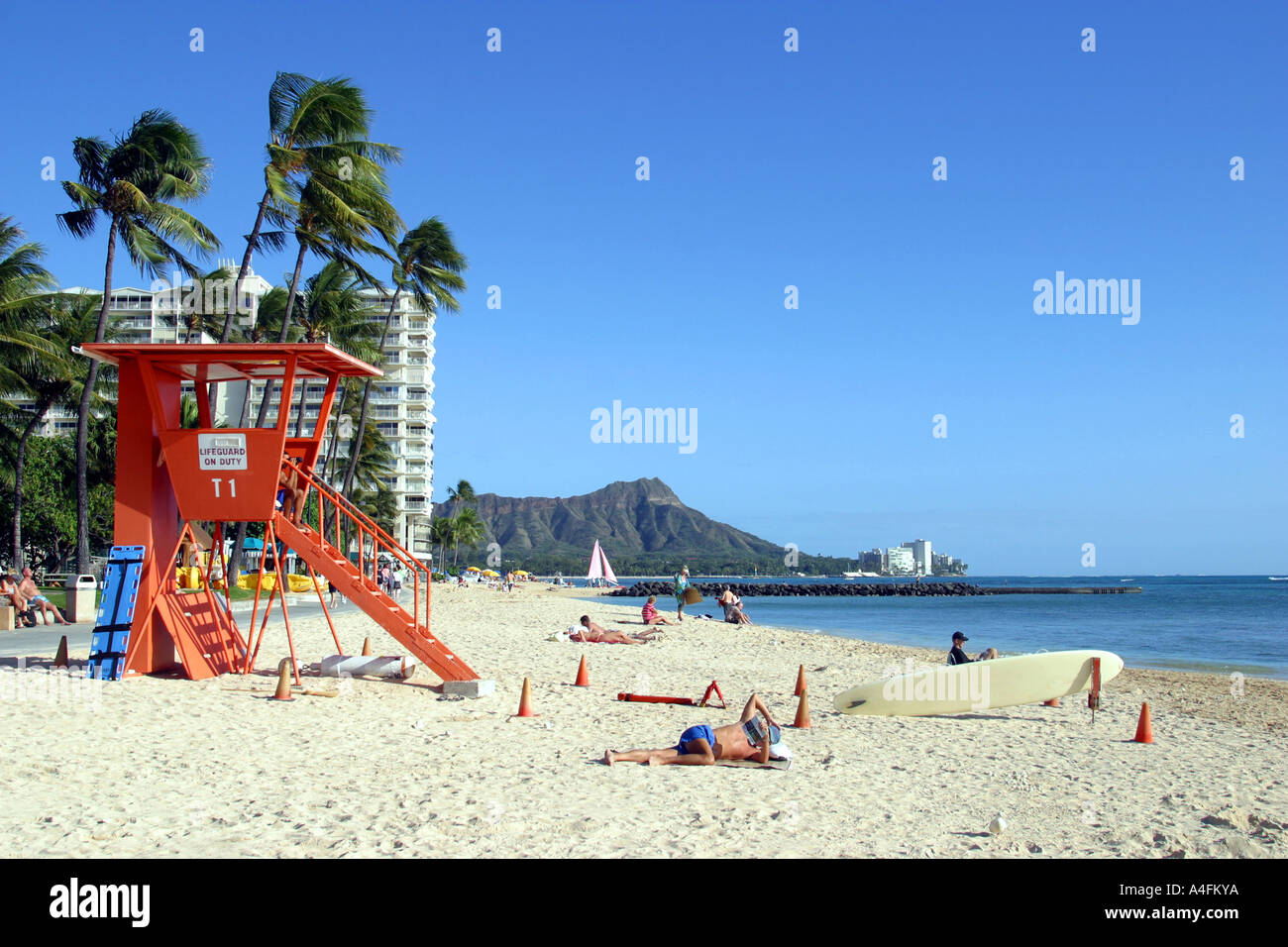 Lifeguard Tower Waikiki Beach Honolulu Oahu Hawaii Usa Stock Photo