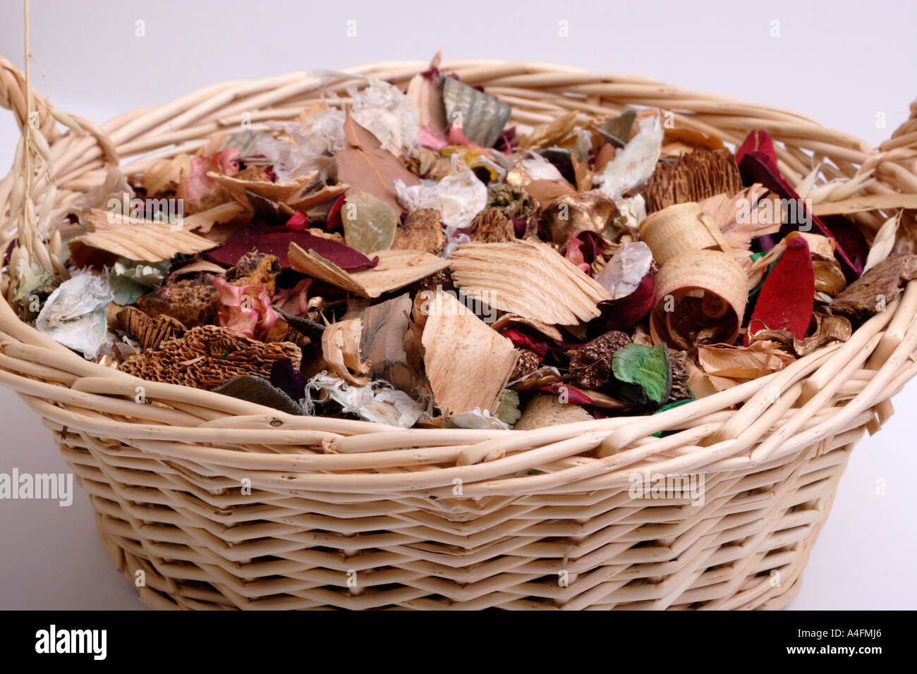 potpourri in wicker basket Stock Photo Alamy
