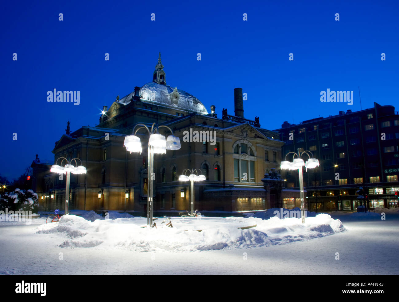 Norway, Oslo, Oslo City. A cityscape scene of the National Theatre in Oslo City / Oslo region. Stock Photo