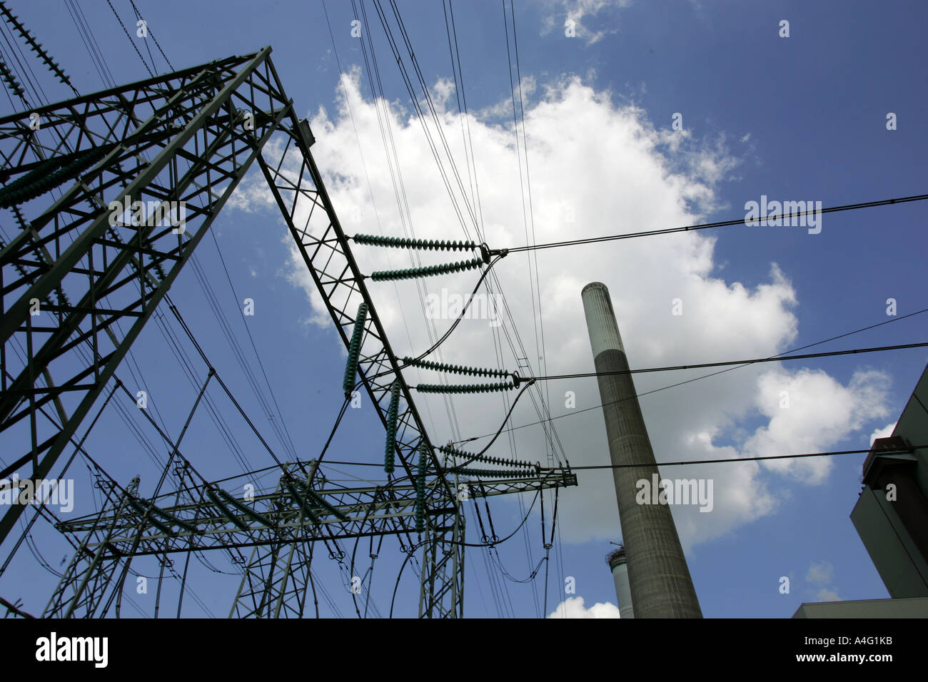 DEU, Germany, Voerde: Hard coal power staion of STEAG power company. Transformer station Stock Photo