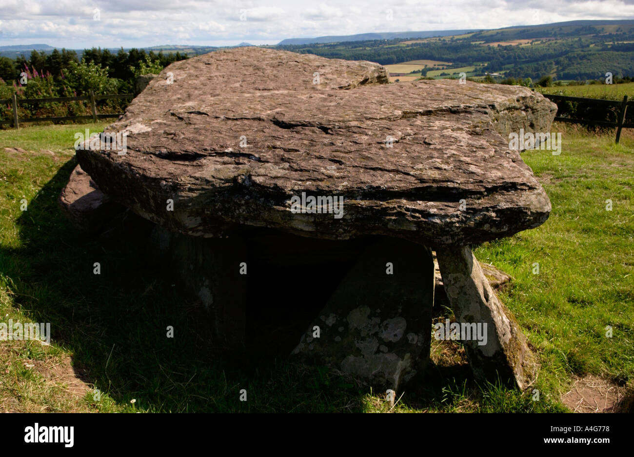 Arthurs Stone a burial chamber set on a hill top near Dorstone Golden Valley Herefordshire