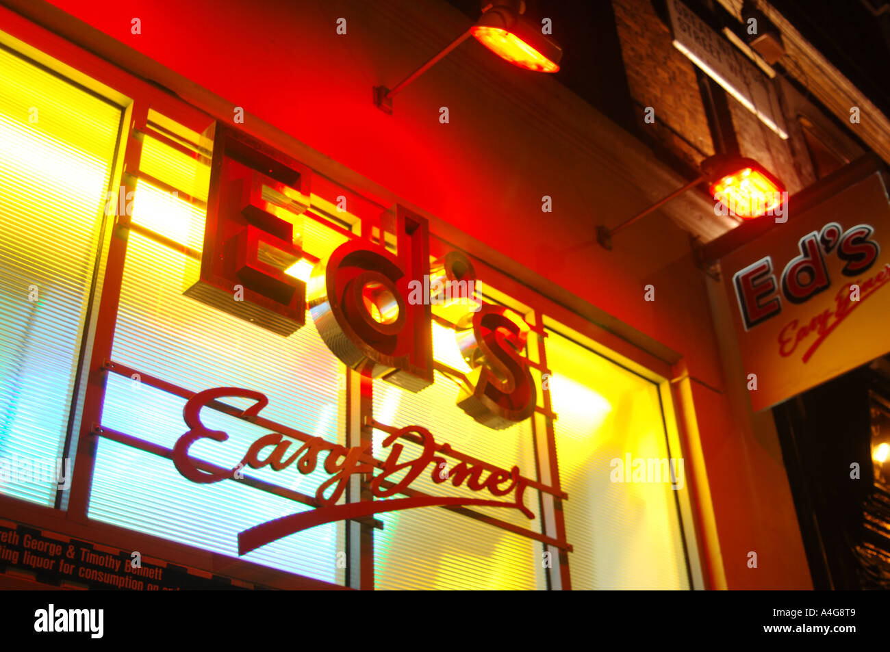 Multi coloured signs for Ed's Easy Diner in London Stock Photo - Alamy