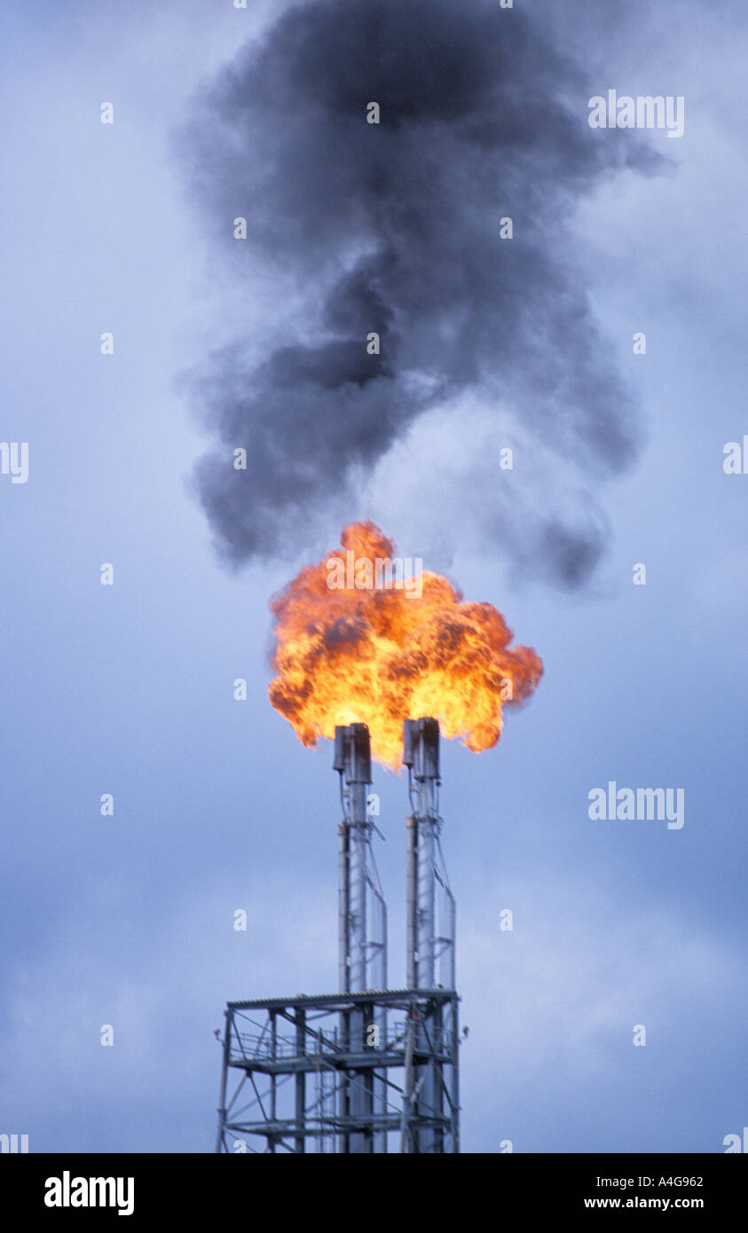 Flare Stack Oil Refinery Brunei Stock Photo