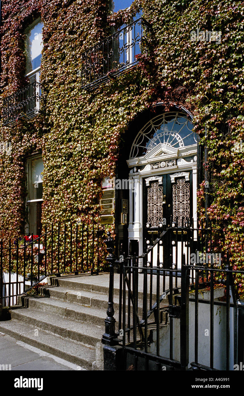 The doors of the red brick houses of architecture Dublin are