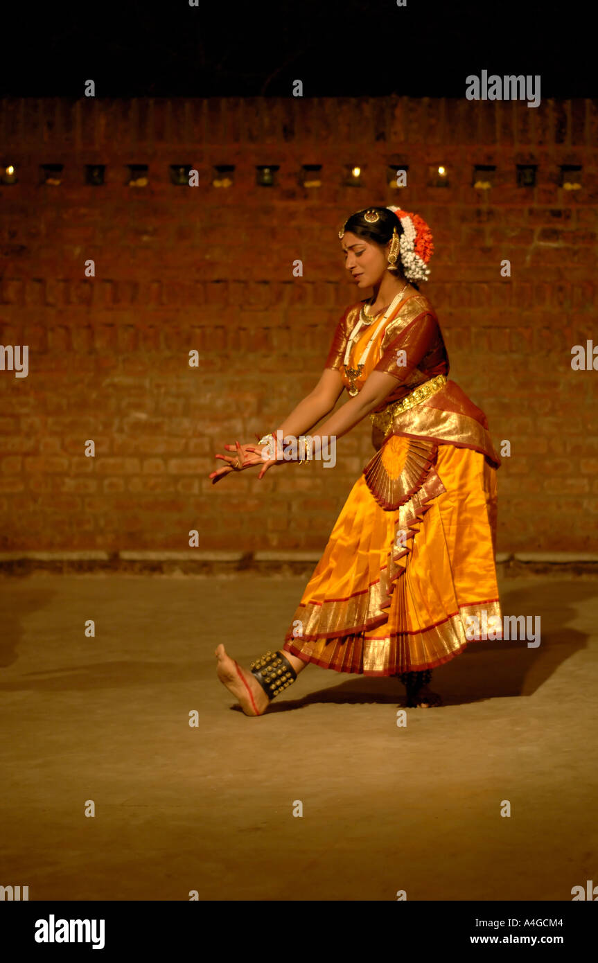 Young girl dancing Bharatnatyam south indian traditional Dance form