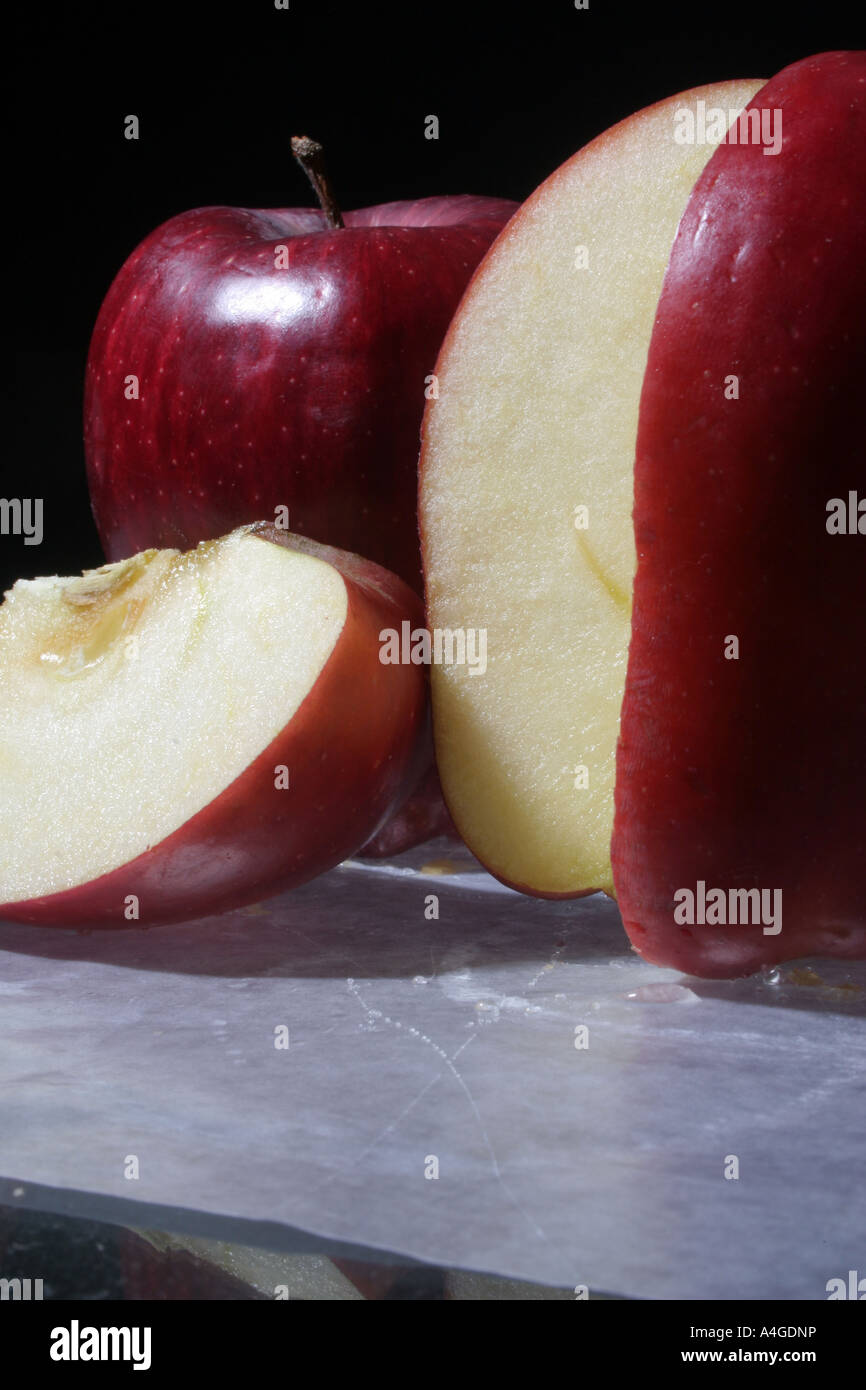 Apples with a slice cut. Stock Photo