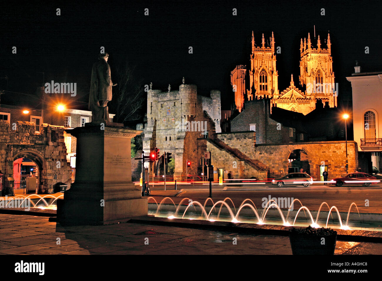 York England UK View from Exhibition Square by night Stock Photo