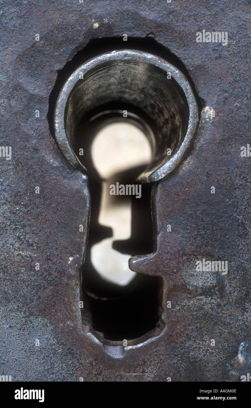 Keyhole in Door Stock Photo