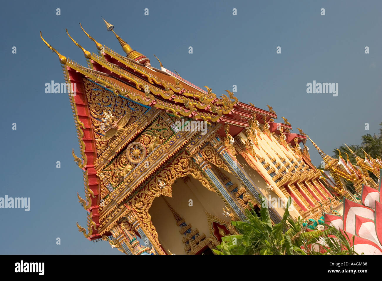 Thailand Ko Samui Religion Buddhism Wat Nuan Naram decorative roof Stock Photo