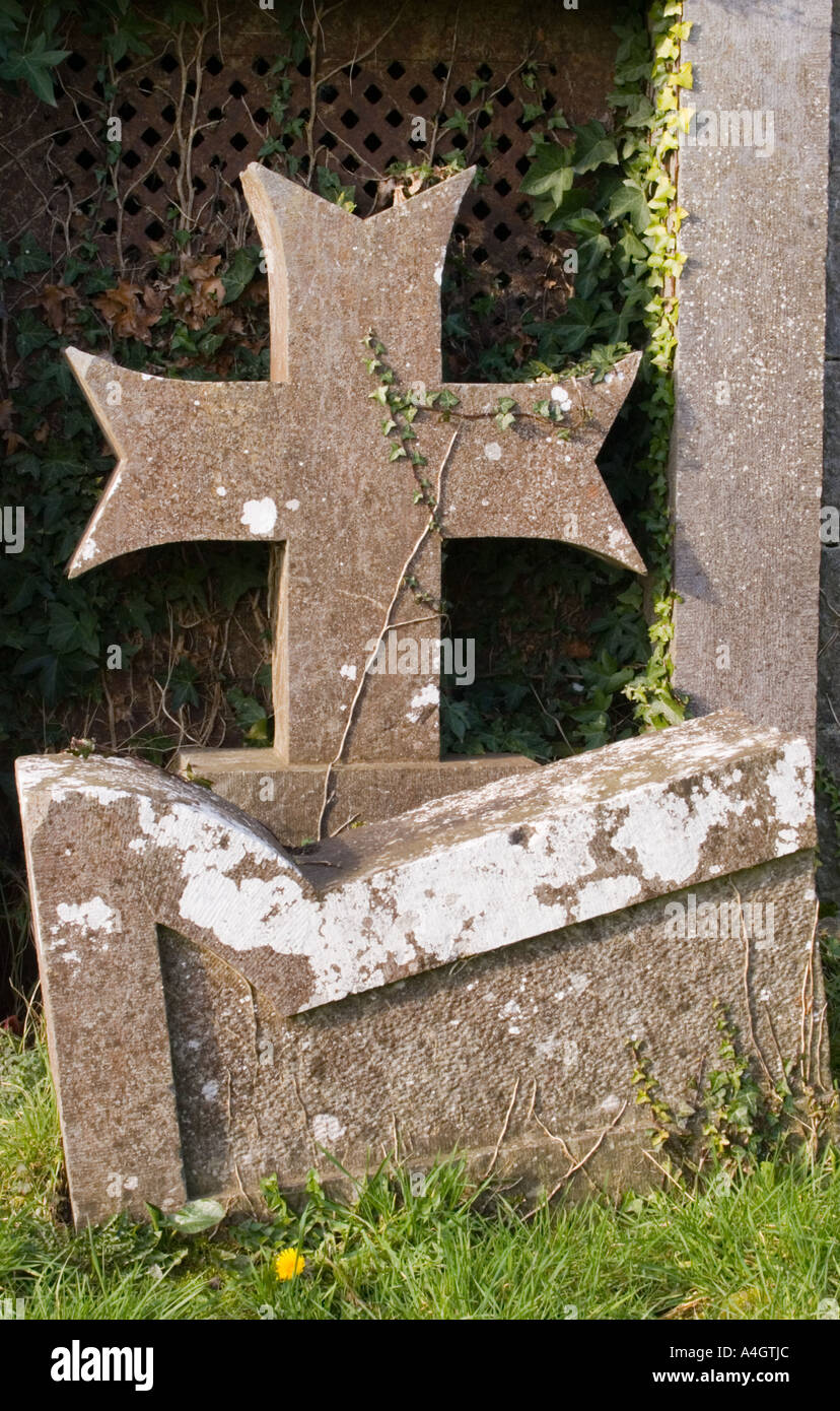 Stone Celtic cross in church yard, Ennis, county Clare, Ireland Stock