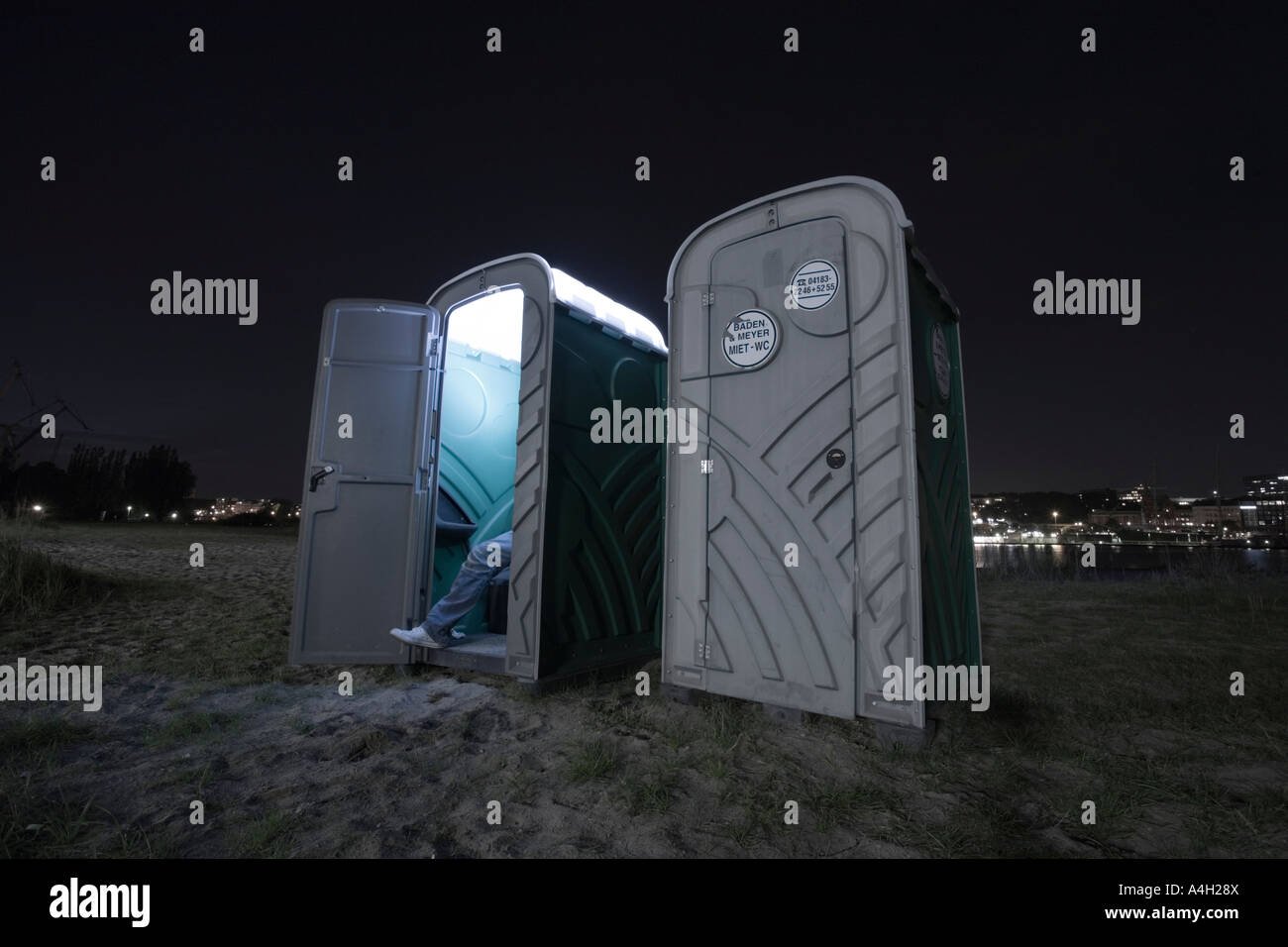 Portable toilets, Hamburg, Germany Stock Photo
