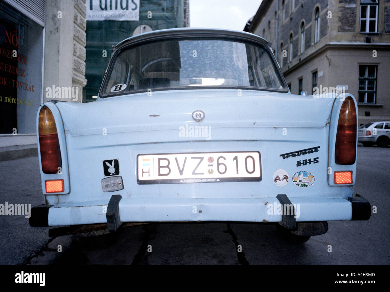Rear view of a Trabant in Budapest, Hungary. Stock Photo