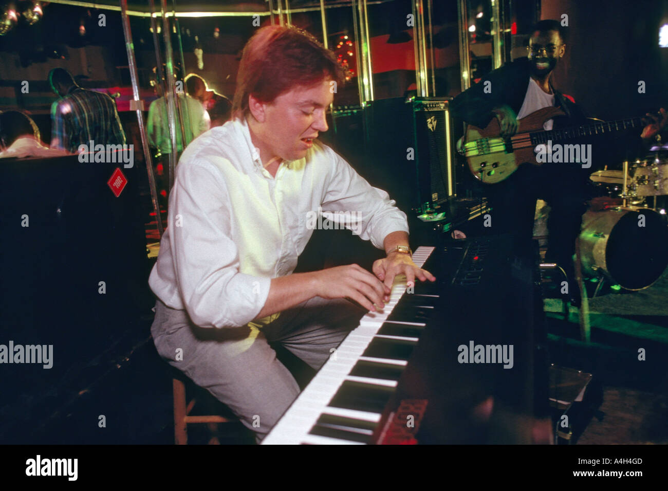 Jazz pianist performing at a club in Florida USA Stock Photo