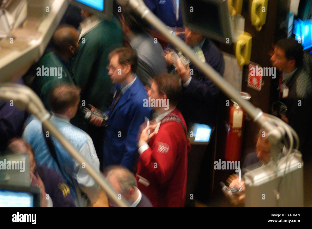 Stockbrokers busy on the trading floor of the New York Stock Exchange  Stock Photo