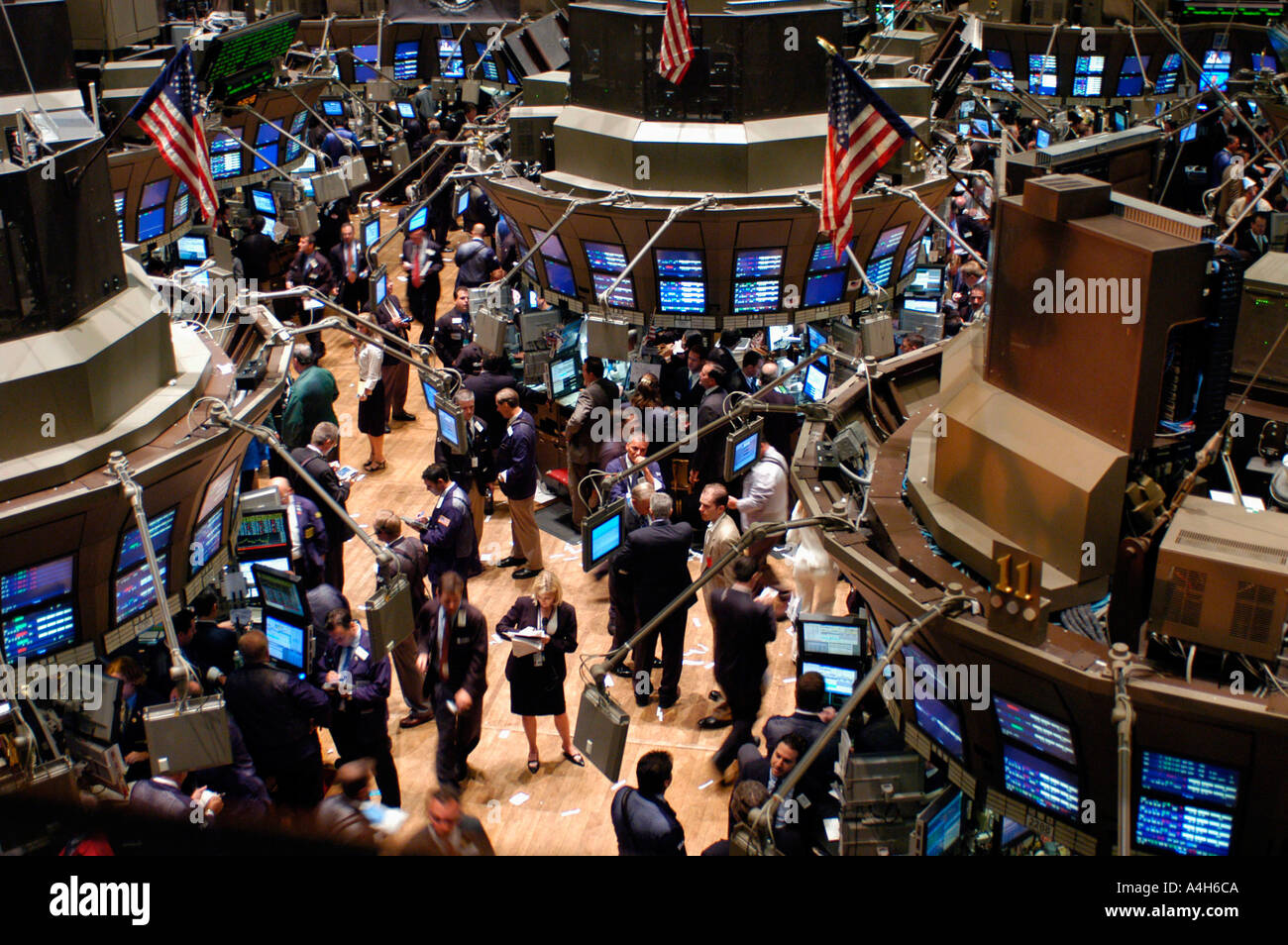 Stockbrokers busy on the trading floor of the New York Stock Exchange  Stock Photo