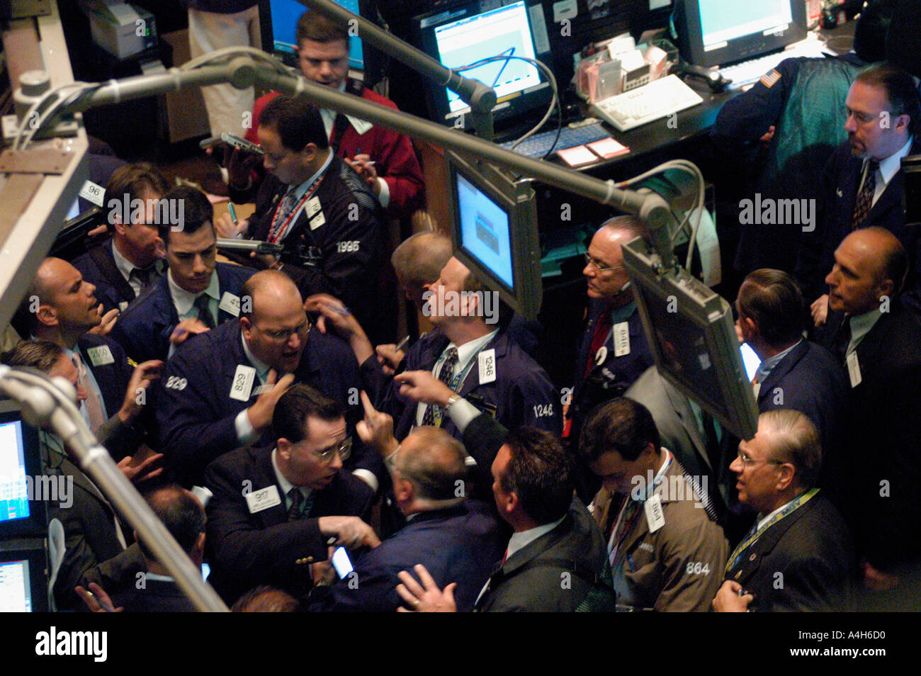 Stockbrokers busy on the trading floor of the New York Stock Exchange  Stock Photo