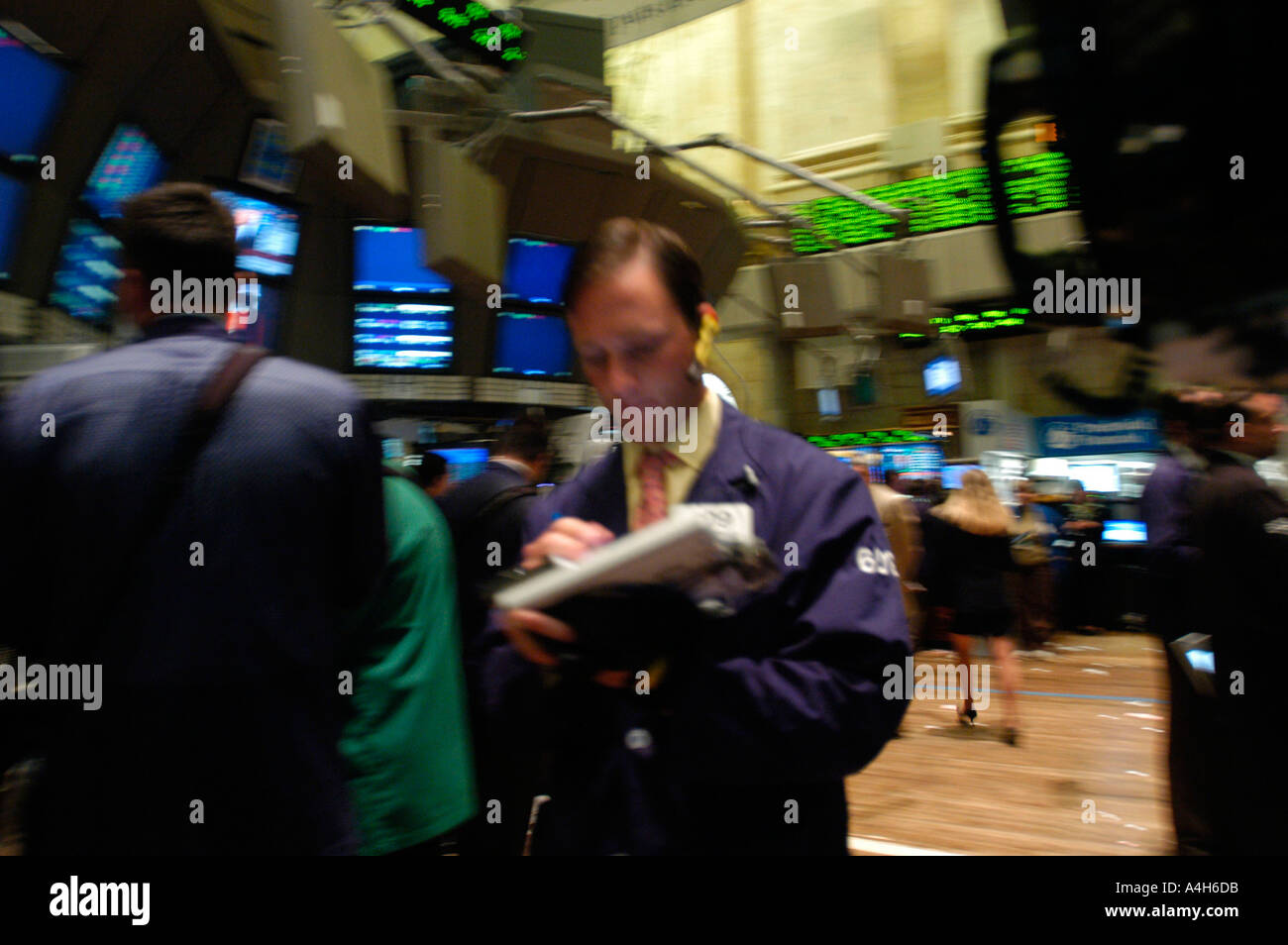 Stockbrokers busy on the trading floor of the New York Stock Exchange  Stock Photo