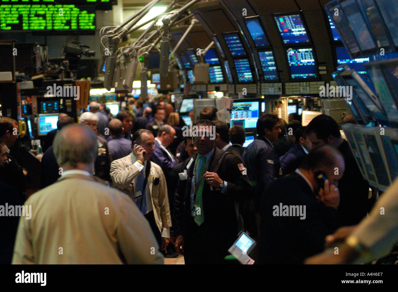 Stockbrokers busy on the trading floor of the New York Stock Exchange  Stock Photo