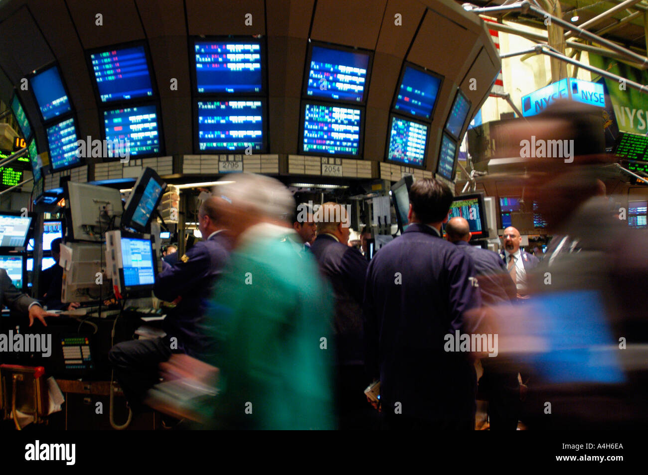 Stockbrokers busy on the trading floor of the New York Stock Exchange  Stock Photo