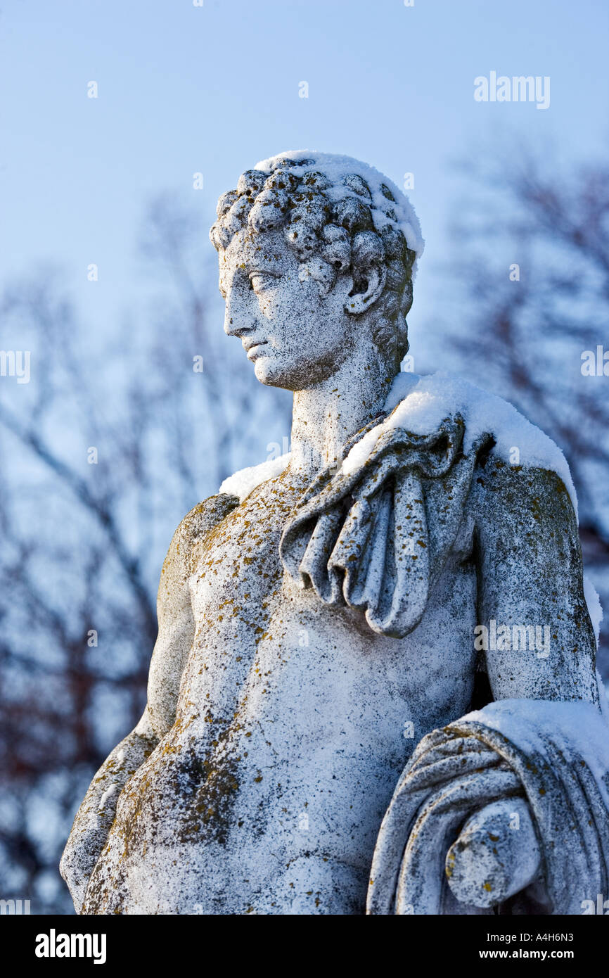 Statue at Drottningholm Palace in winter Stock Photo Alamy