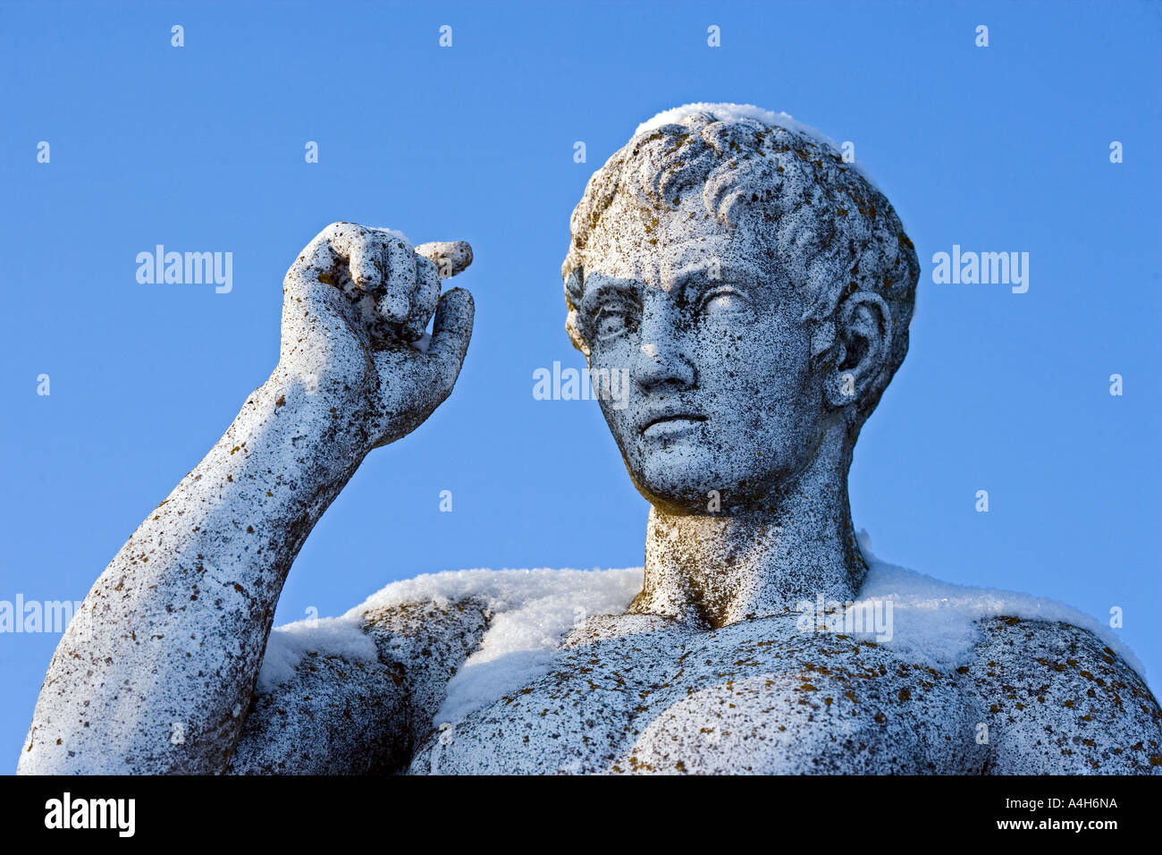 Statue at Drottningholm Palace in winter Stock Photo Alamy