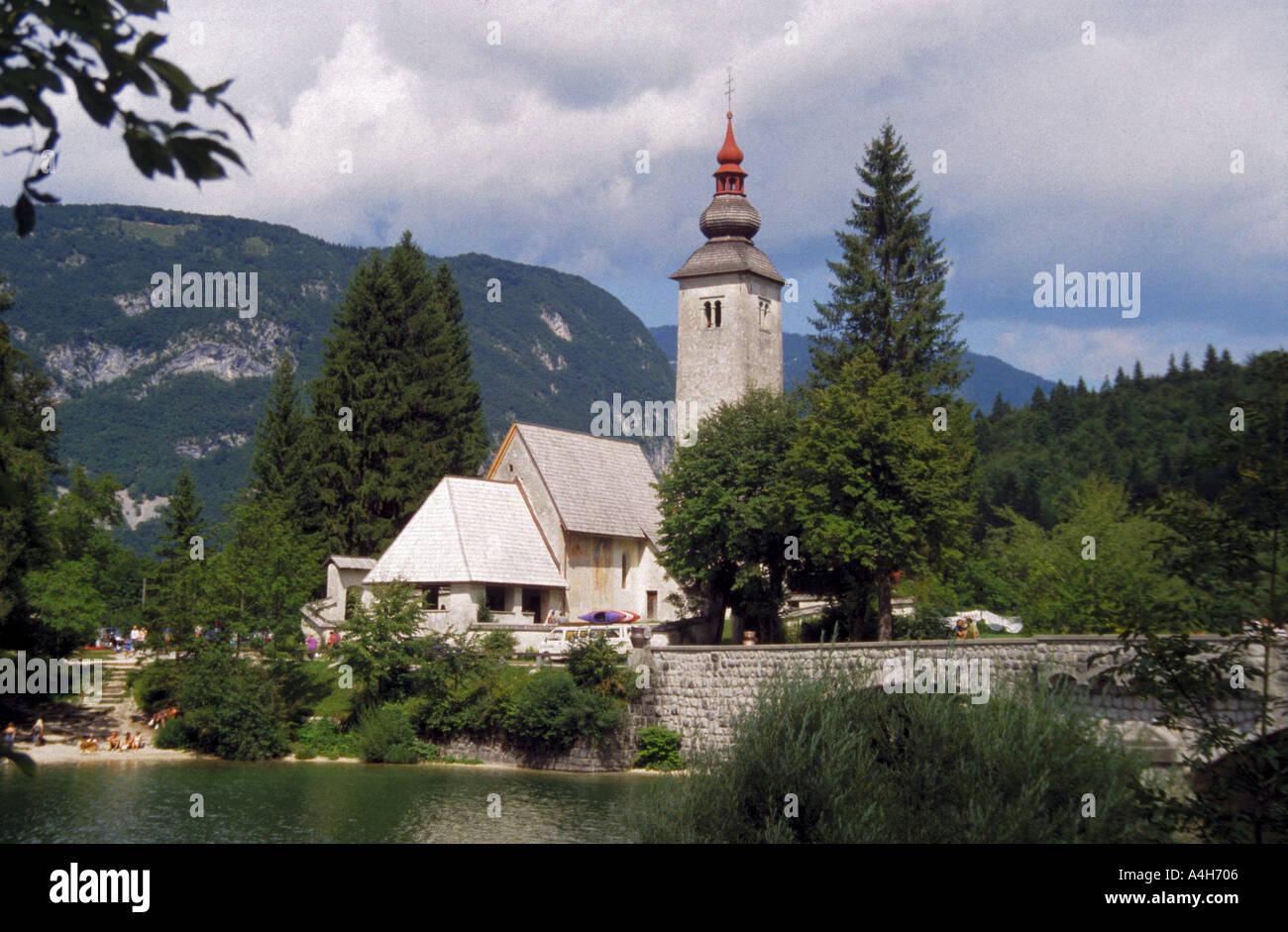 Church of St John the Baptist Ribcev Laz Slovenia Stock Photo