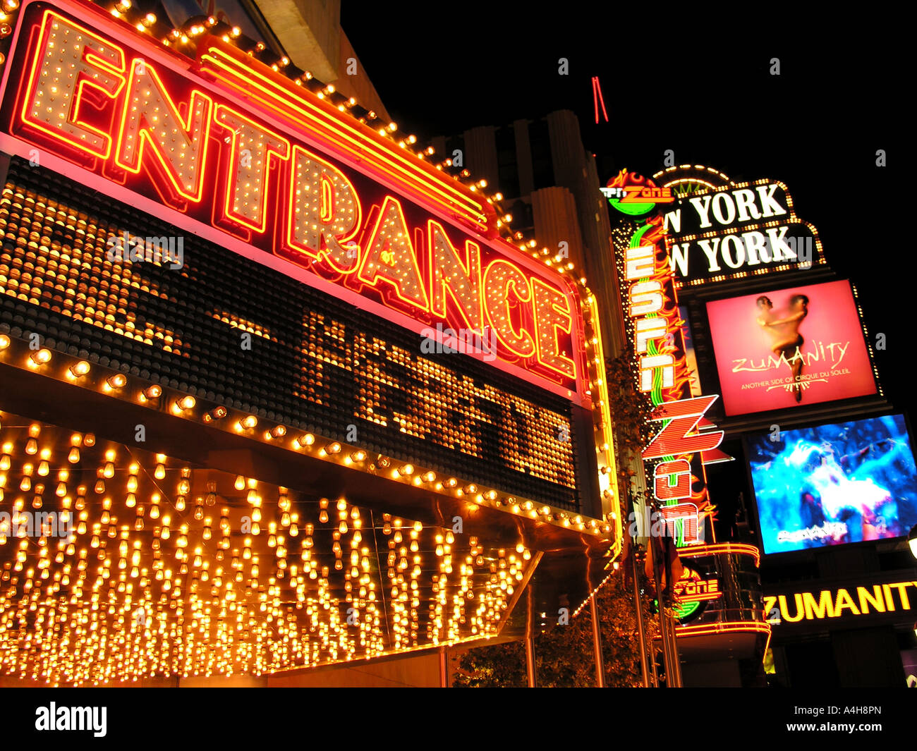 New York New York Las Vegas Strip at night Stock Photo Alamy