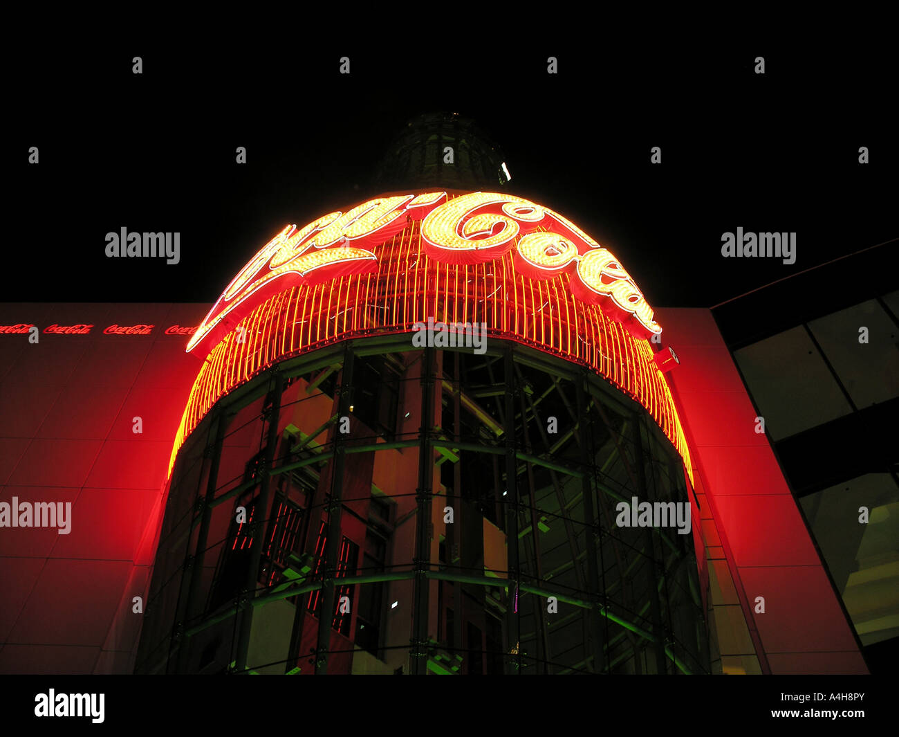 Largest Coke Bottle Las Vegas Strip at night Stock Photo Alamy