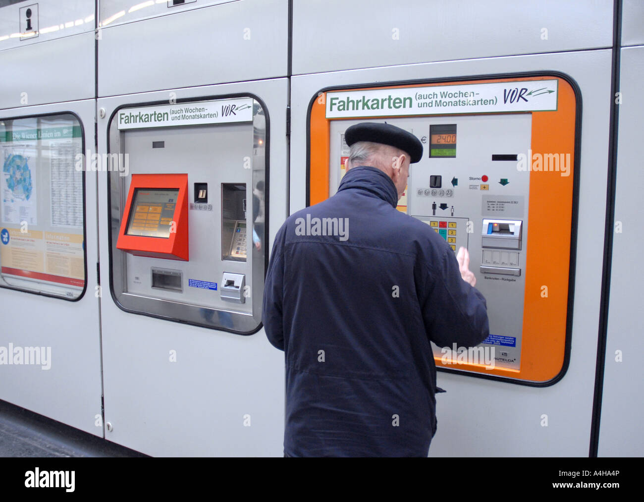 Man buying a ticket for the U Bahn at an underground station Vienna Austria  Stock Photo - Alamy