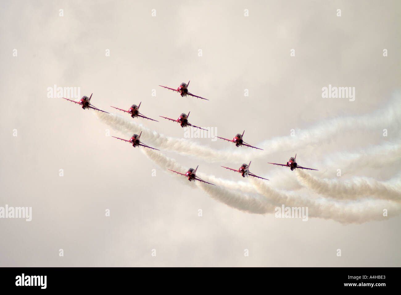 The Red Arrows Display Team in Formation at the IAT 2004 Stock Photo