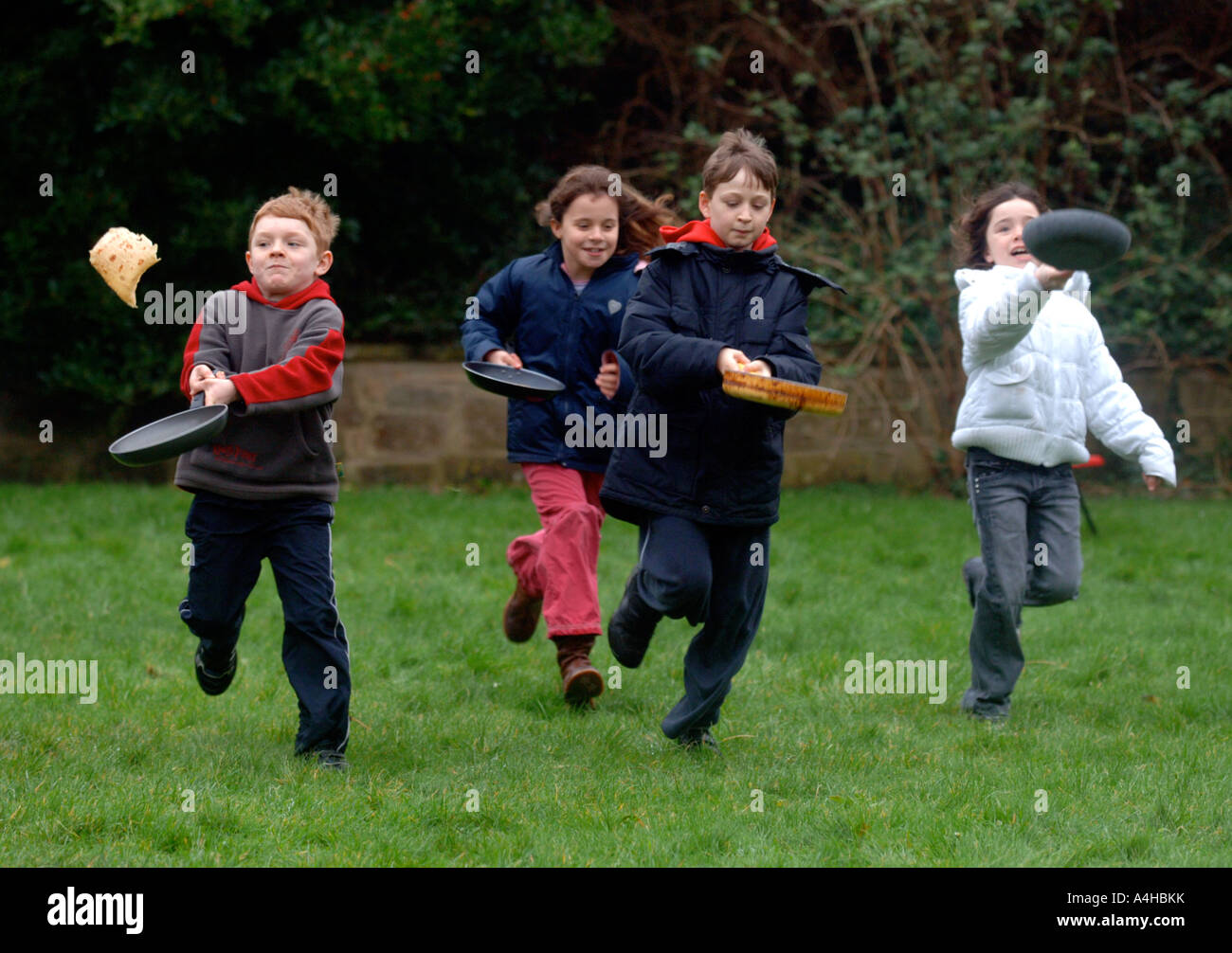 Pancake day race, Britain UK Stock Photo Alamy