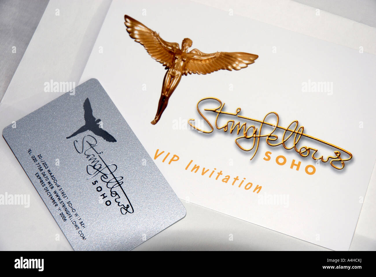 Stringfellows logo invitation card Stock Photo