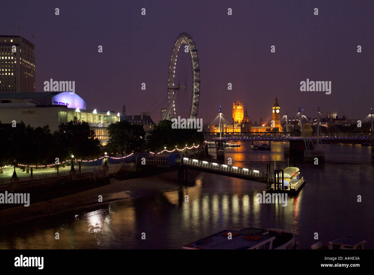 Royal Festival Hall London Eye Palace of Westminster and Hungerford ...