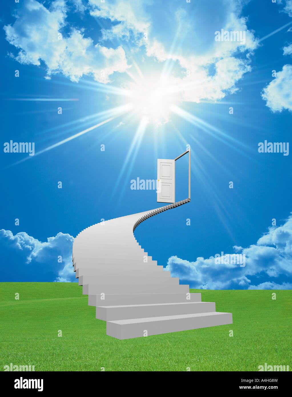 A flight of stairs leading to a door Stock Photo Alamy