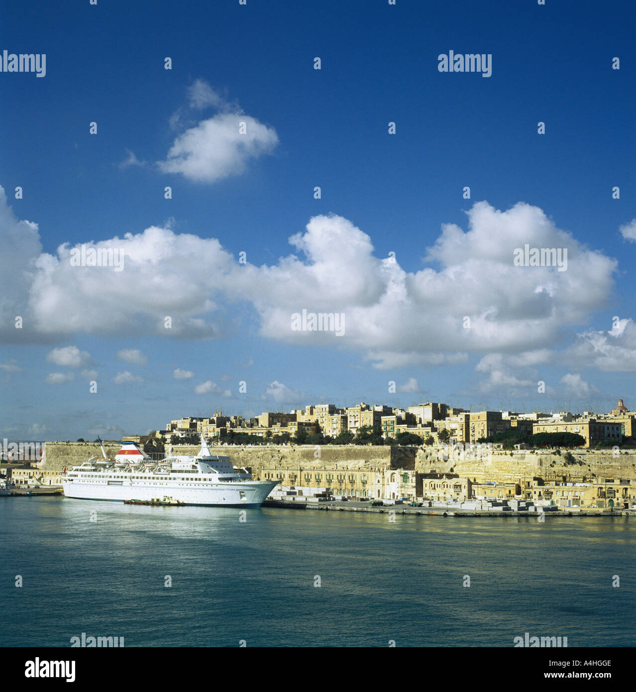 Malta Valletta Russian cruise ship in front of Floriana Stock Photo