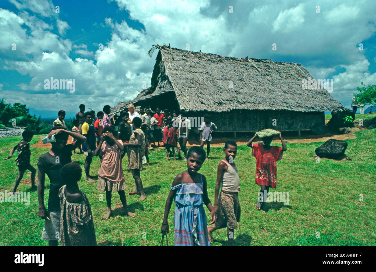 School near Lake Yimas in the Upper Sepik region of Papua New Guinea Stock Photo