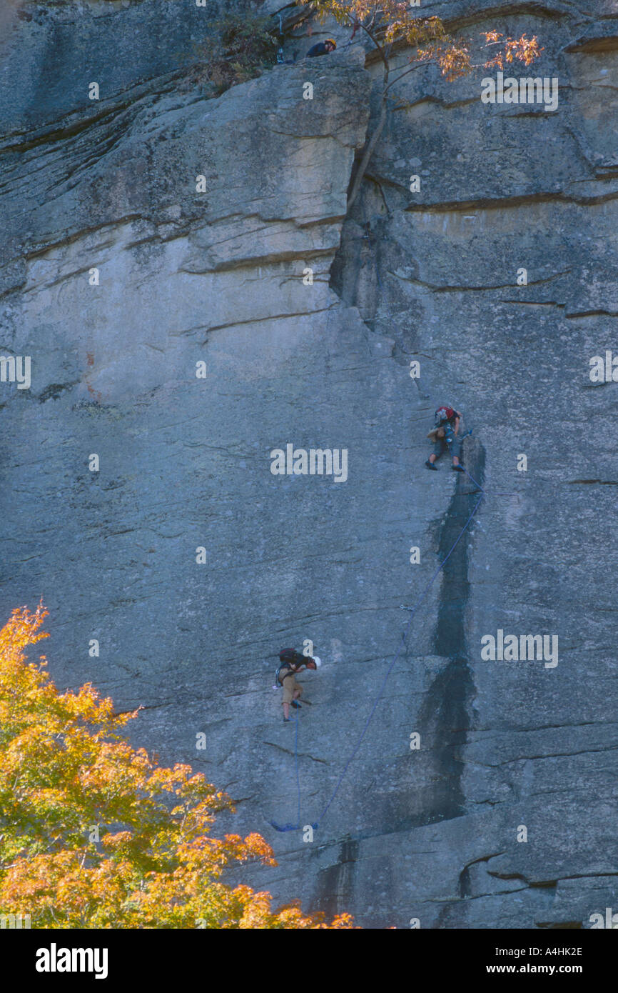 Rock Climbers at Cathedral Ledge North Conway New Hampshire USA Stock Photo