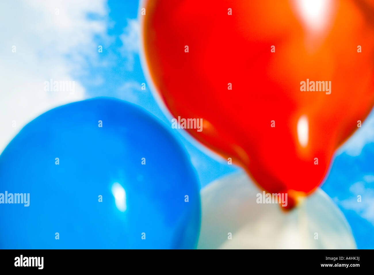 Red white and blue balloons Stock Photo