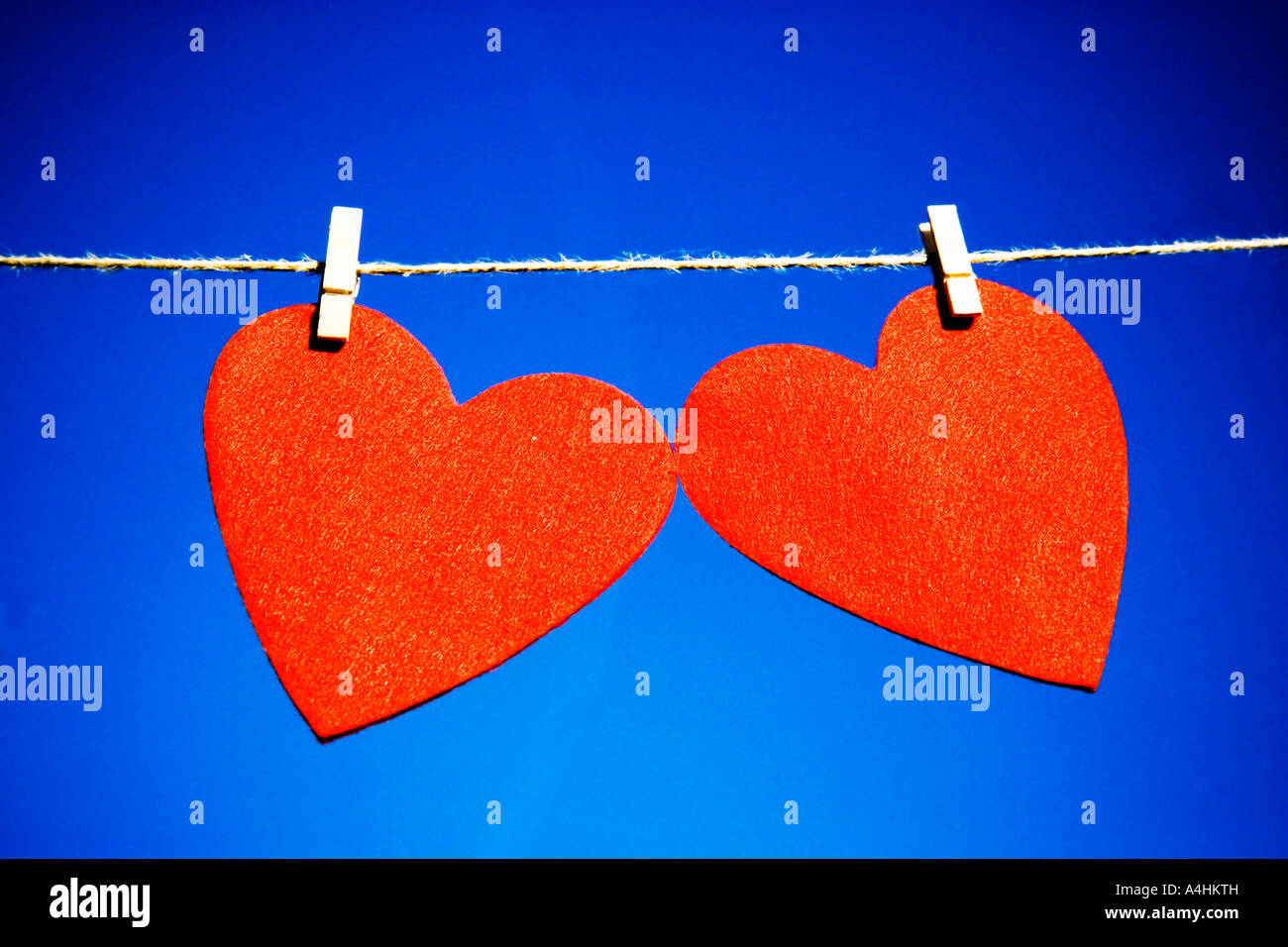 Hearts On A Washing Line Stock Photo Alamy